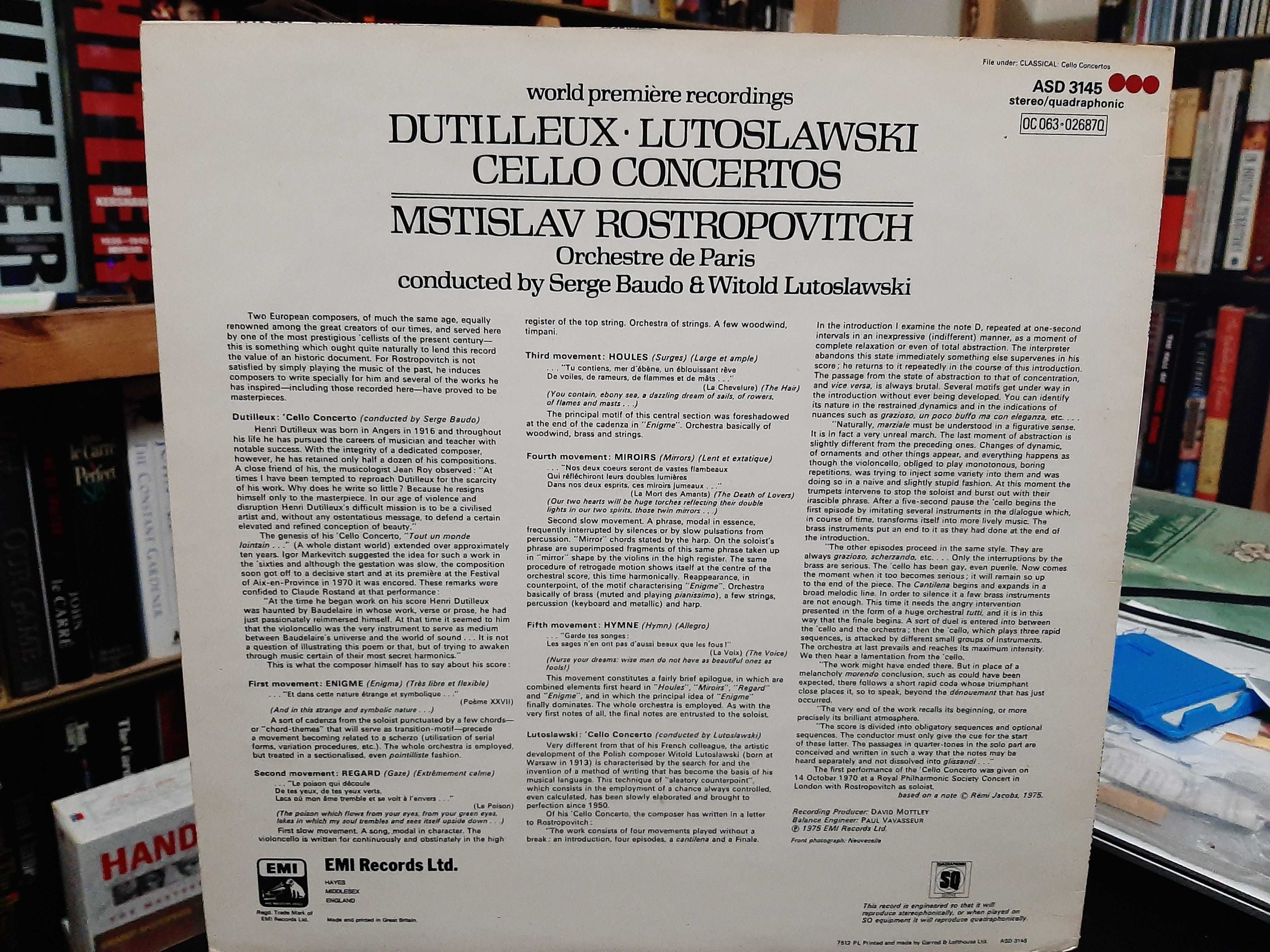 Dutilleux, Lutoslawski – Cello Concertos – Mstislav Rostropovitch