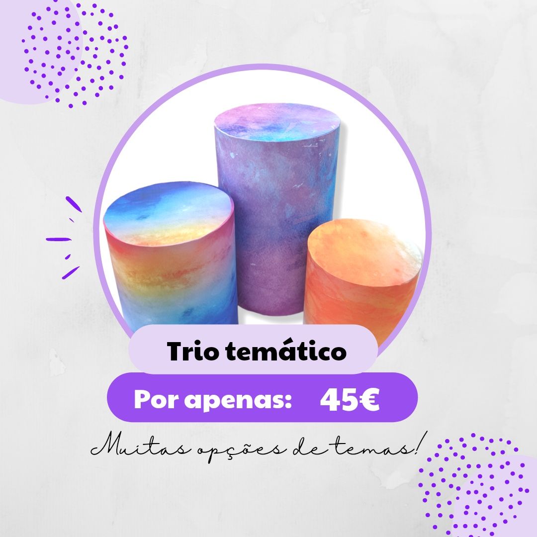 Trio de cilindros para decoração de festas