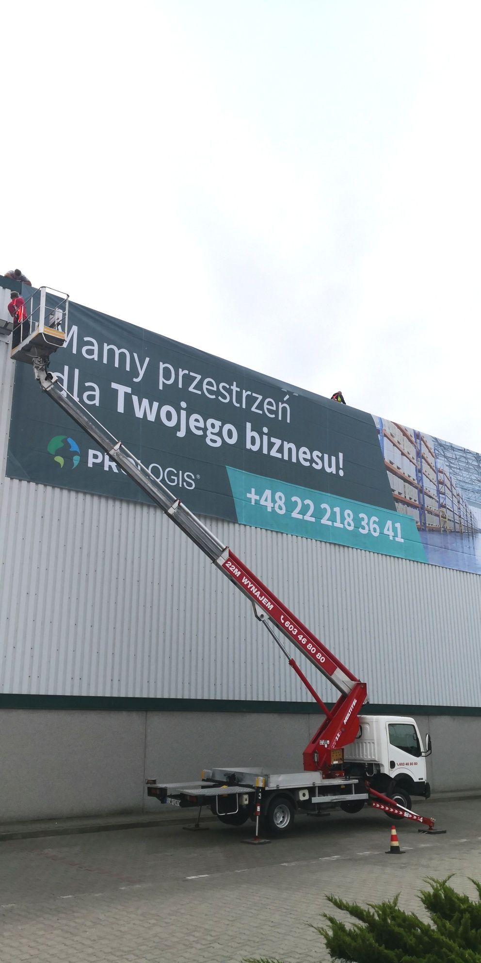 Usługi podnośnik koszowy wynajem zwyżka z operatorem 22m wycinka