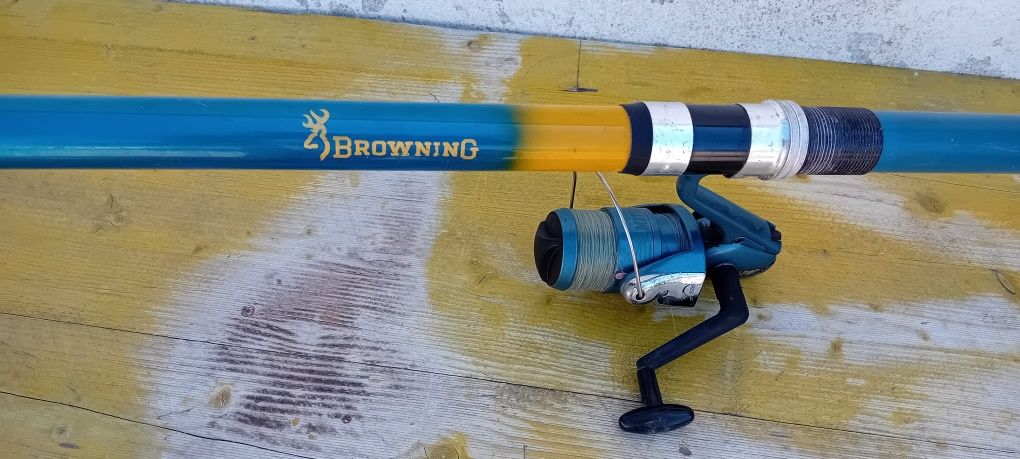 Cana de pesca telescópica alto mar Browning shore com carreto Mitchell