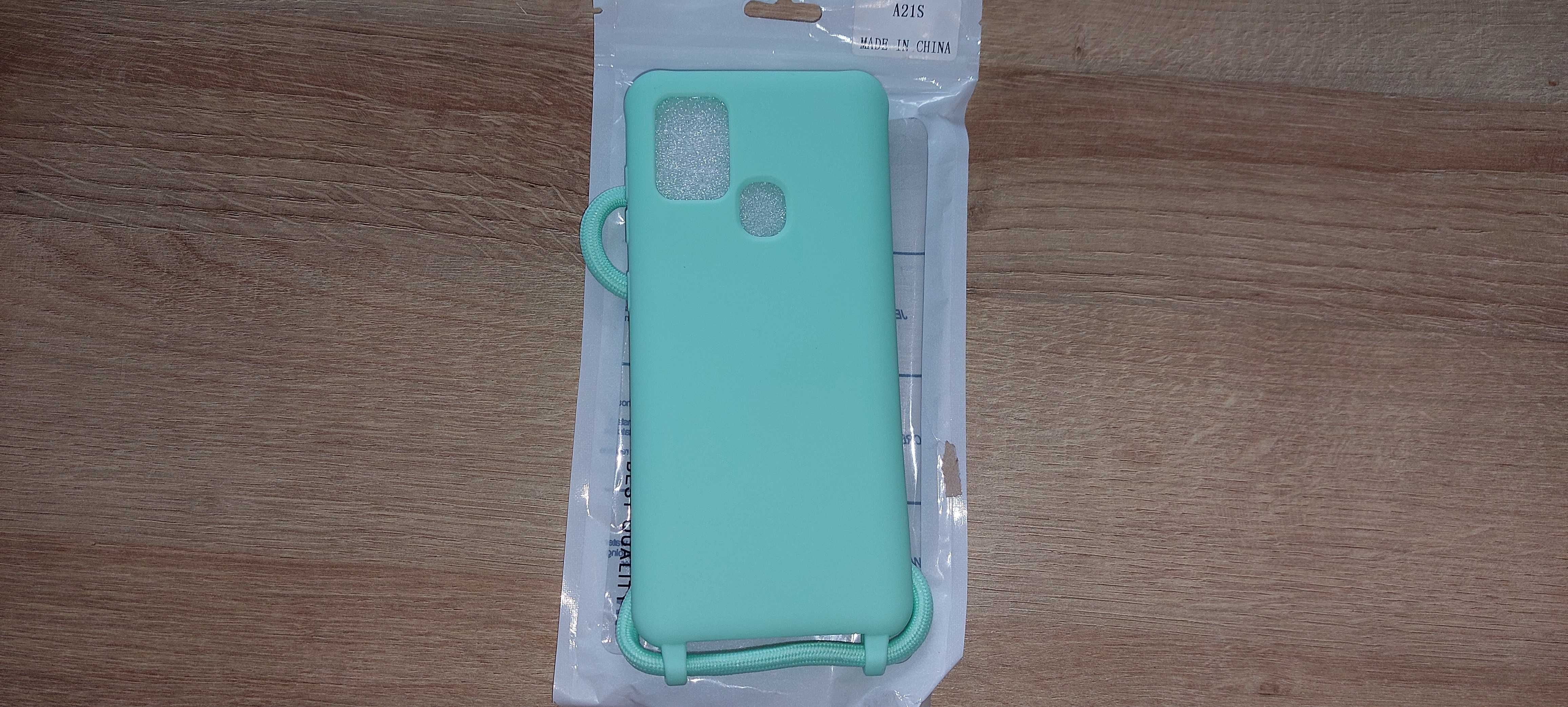 Silikonowe etui z paskiem na telefon Samsung Galaxy A21S Zielone
