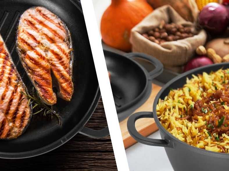 KOMPLET GARNKÓW Garnki INDUKCJA GAZ Patelnia Non-Stick 7 Elementów