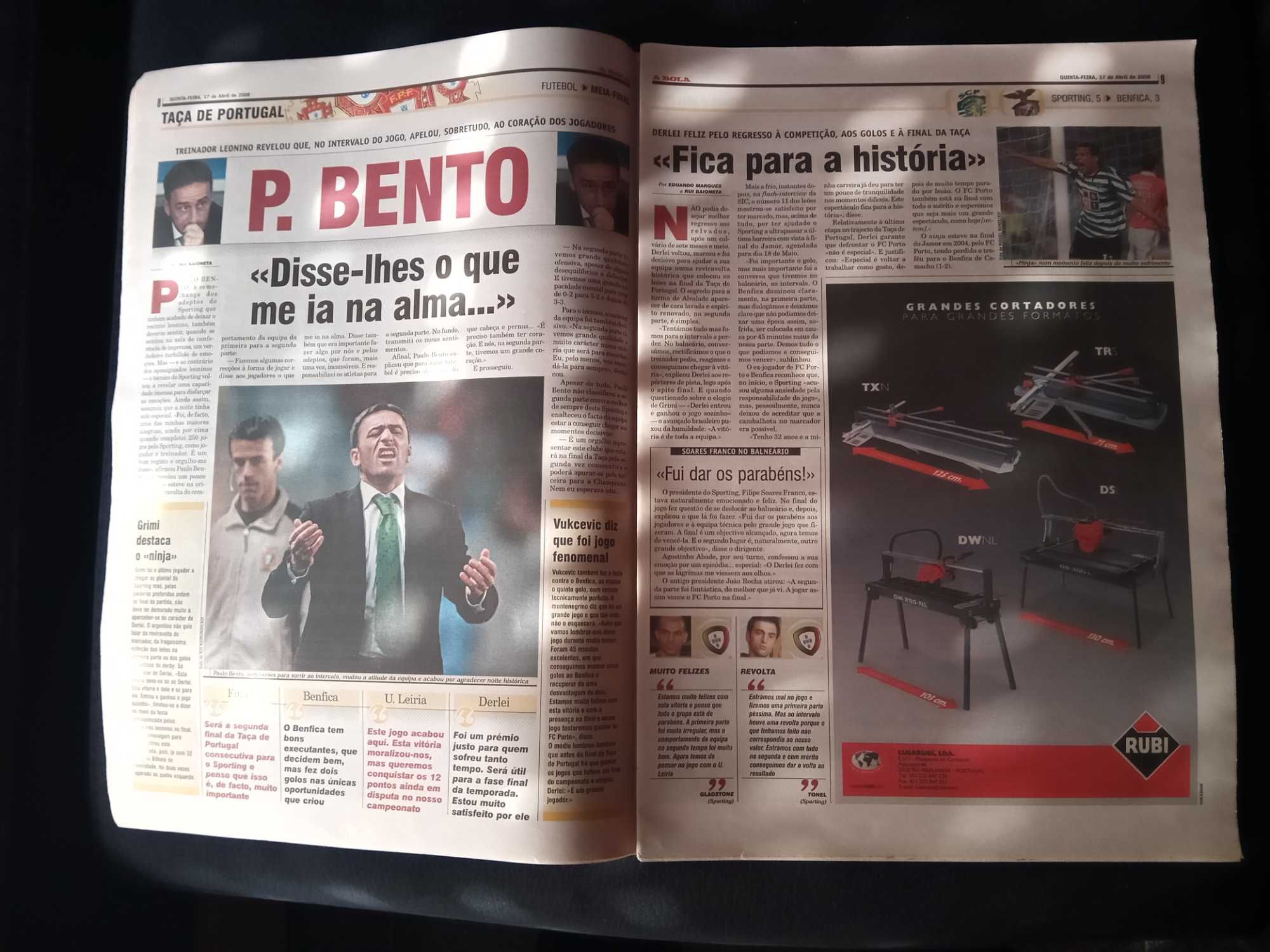 Jornal a Bola Sporting 5 Benfica 3