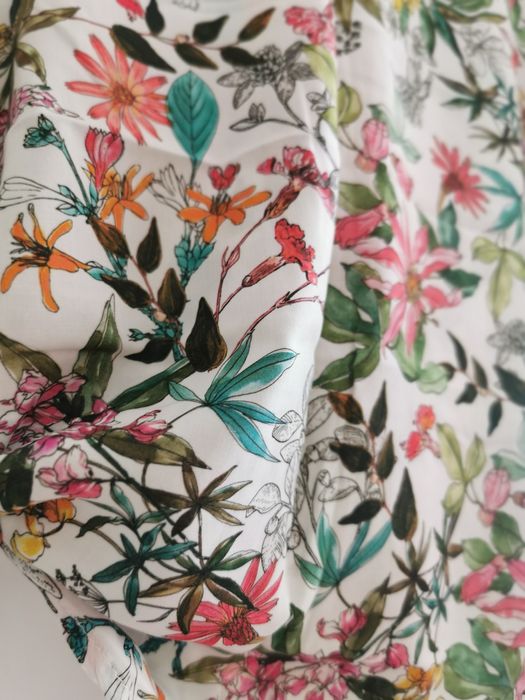 Reserved Bluzka Letnia Kwiaty Wiskoza Rozmiar 42 L Wiązane Rękawy Lekk