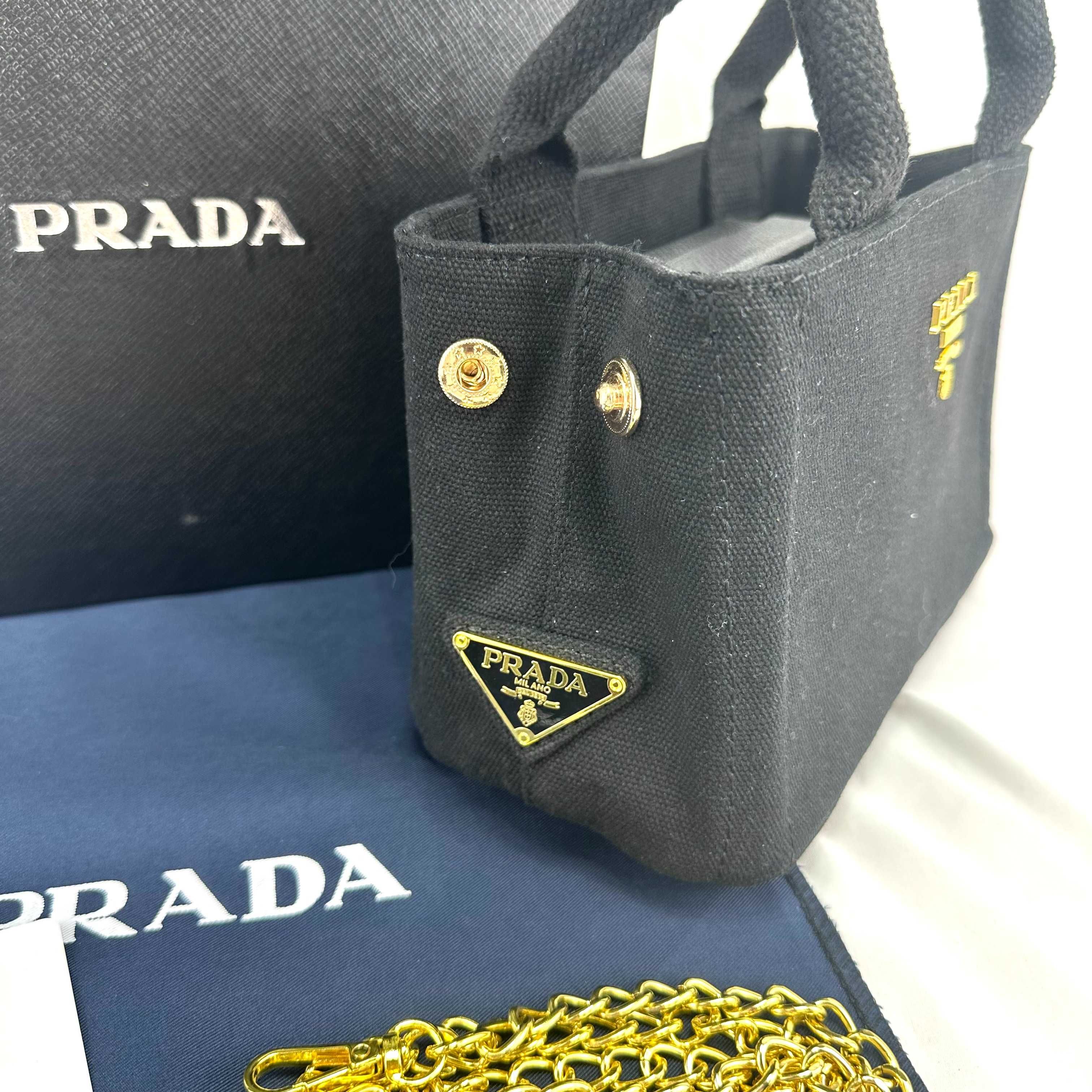 Torebka na ramię PRADA Mini Canapa z podwójnym łańcuszkiem