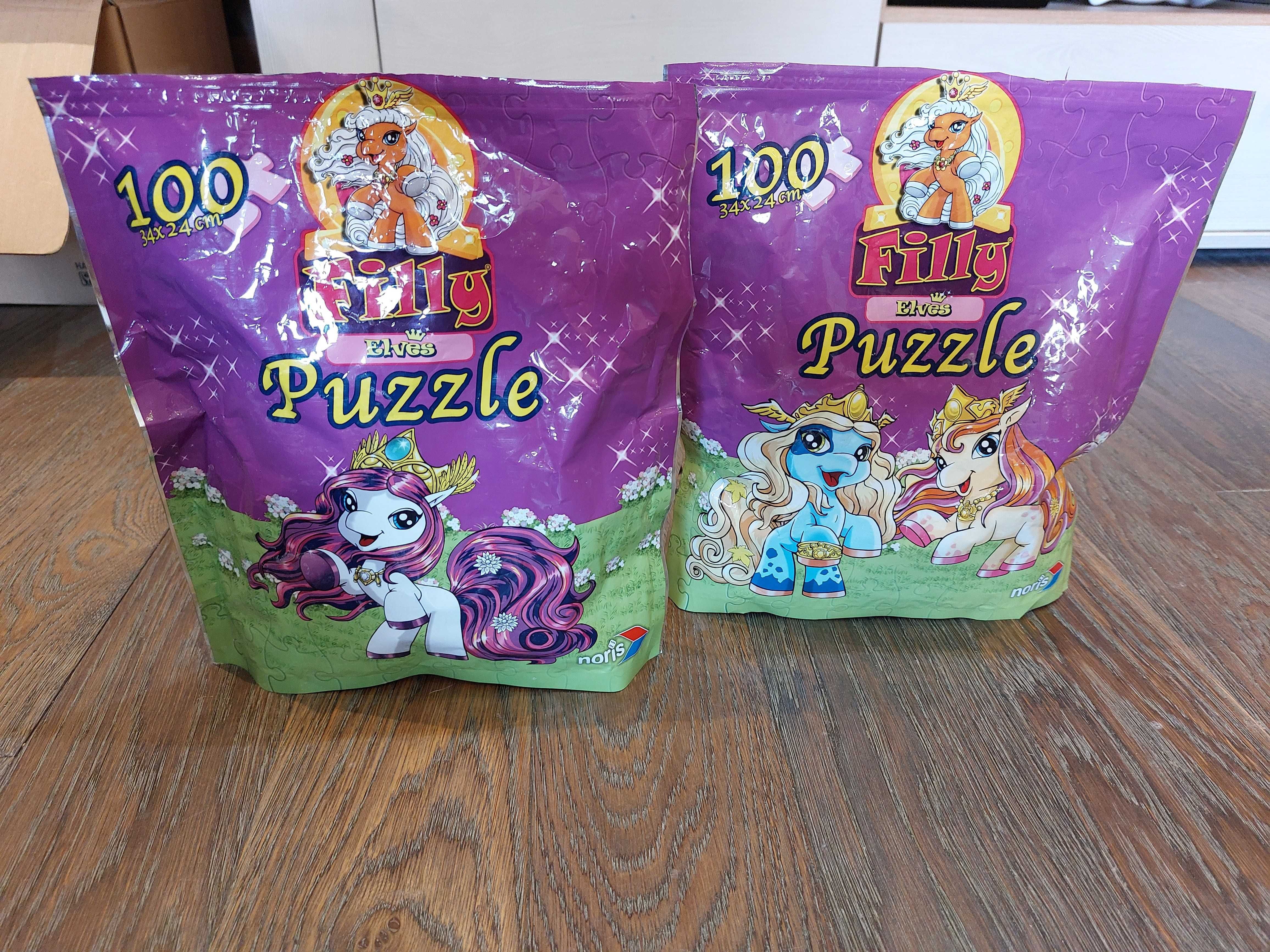 puzzle koniki Filly dwa zestawy po 100 szt.  używany