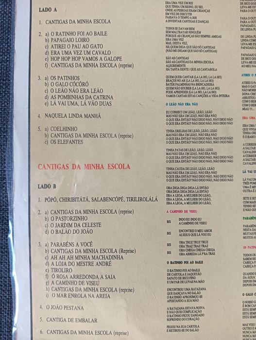 Disco Vinil antigo Cantigas da minha escola de Cândida Branca Flor