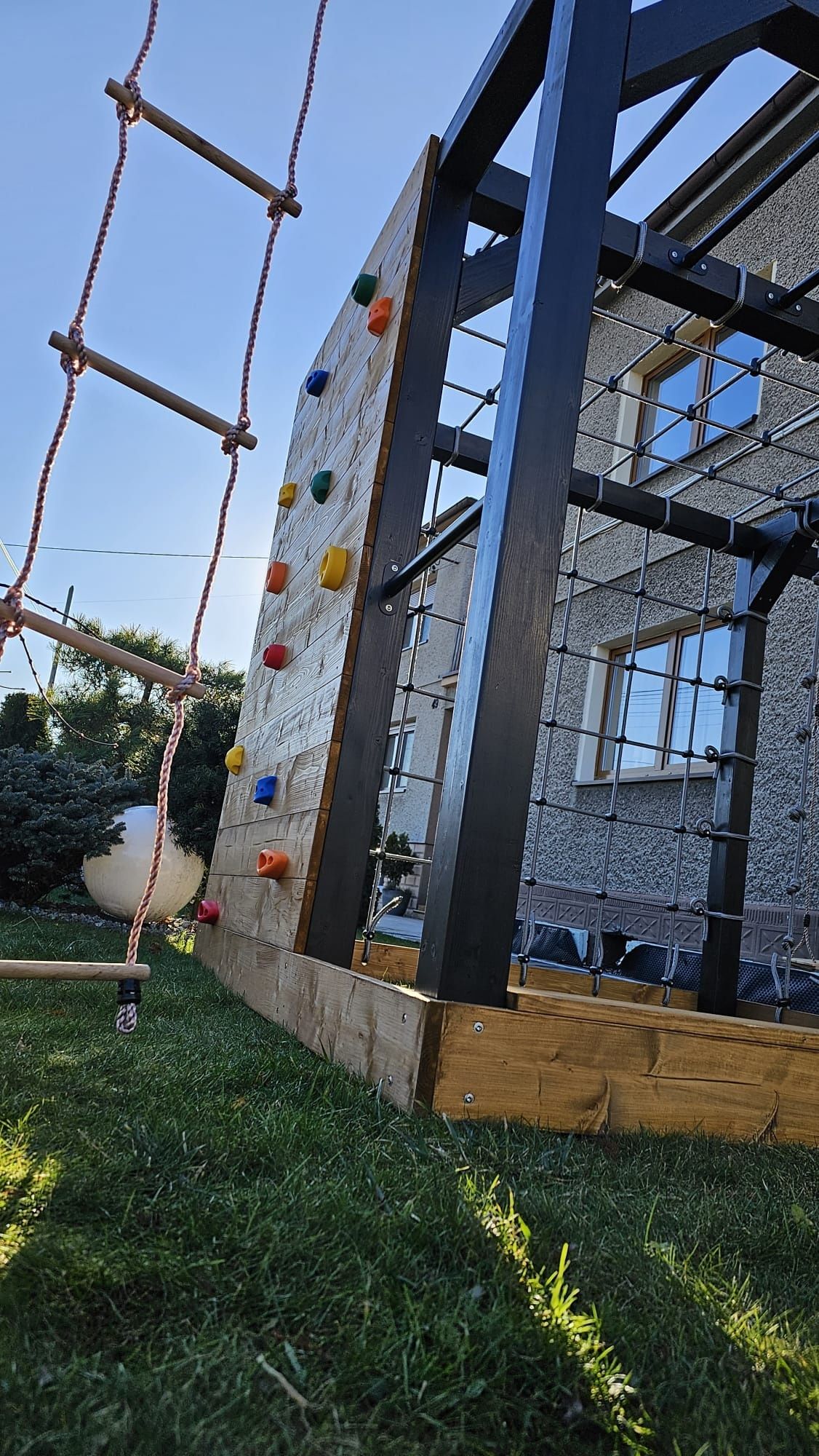 Idealny drewniany MAŁPI GAJ gym set huśtawka wspinaczki