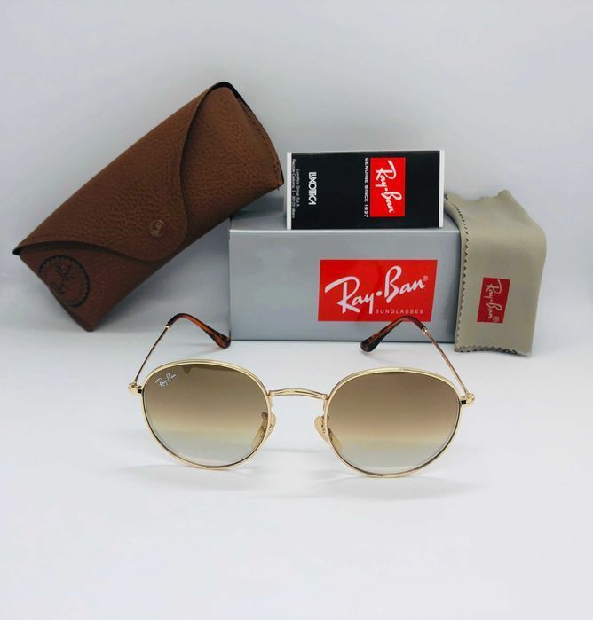 Солнцезащитные круглые очки Ray Ban Round Metal 3447 50мм стекло mix