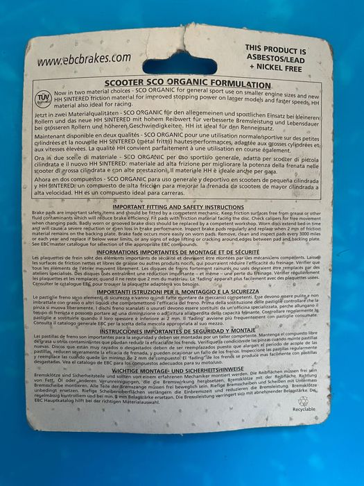 Pastilhas travão EBC sfa264 - novos