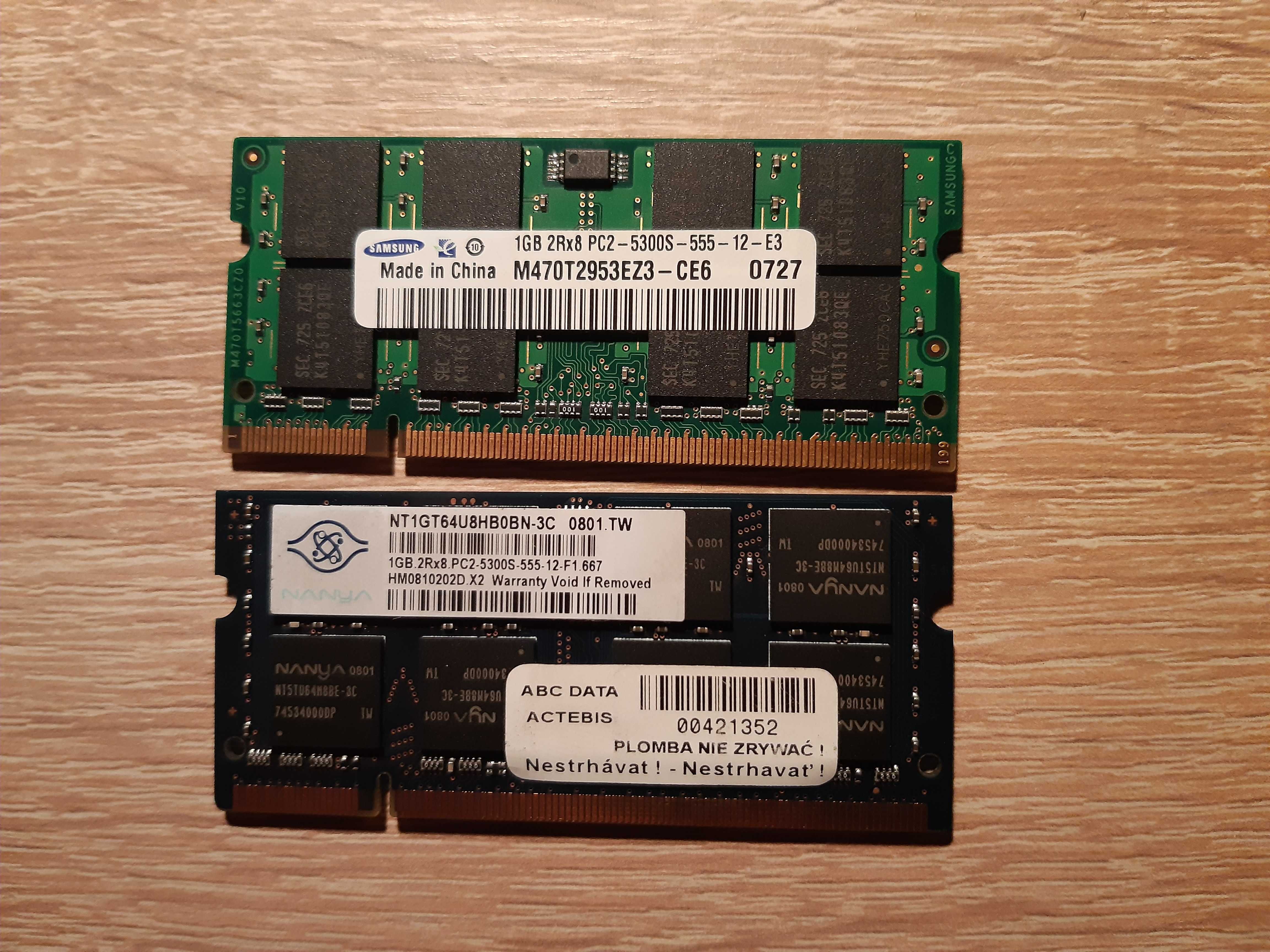 Pamięci RAM SODIMM DDR2 2 x 1 GB 667 MHz