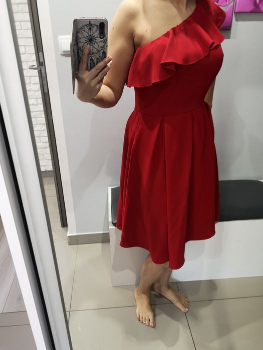 Sukienka hiszpanka czerwona.  Sukienka Długa chabrowa