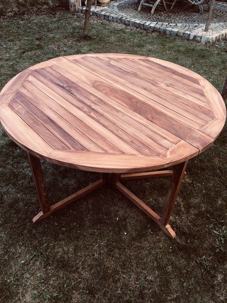 Stół Ogrodowy Okrągły Drzewo Teak (120cm) Mebleogrodoweteak.pl