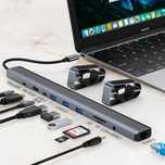 Rozgałęziacz HUB Przejściówka USB-C 10w1 3xUSB HDMI SD TF VGA JACK LAN