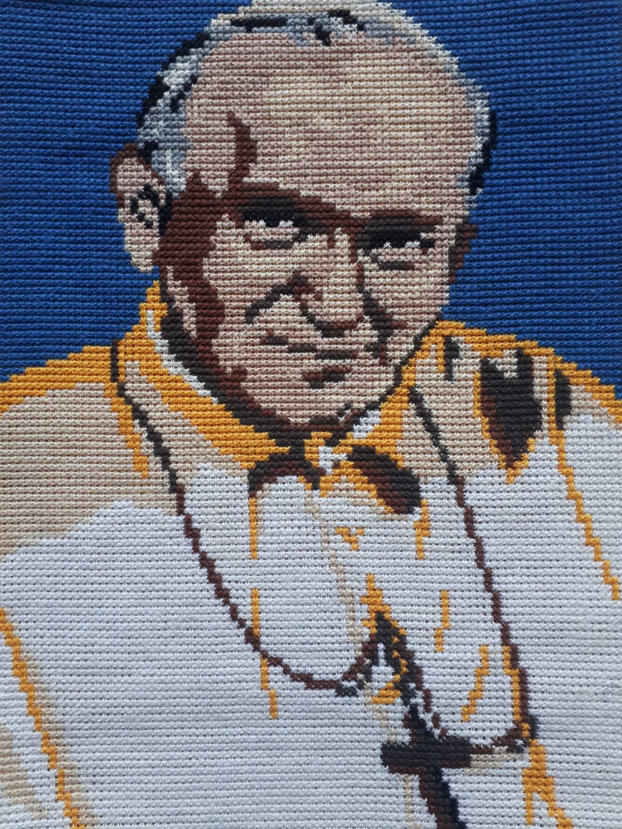 Obraz Jan Paweł II - wymiary 20 x 30 cm, haft krzyżykowy