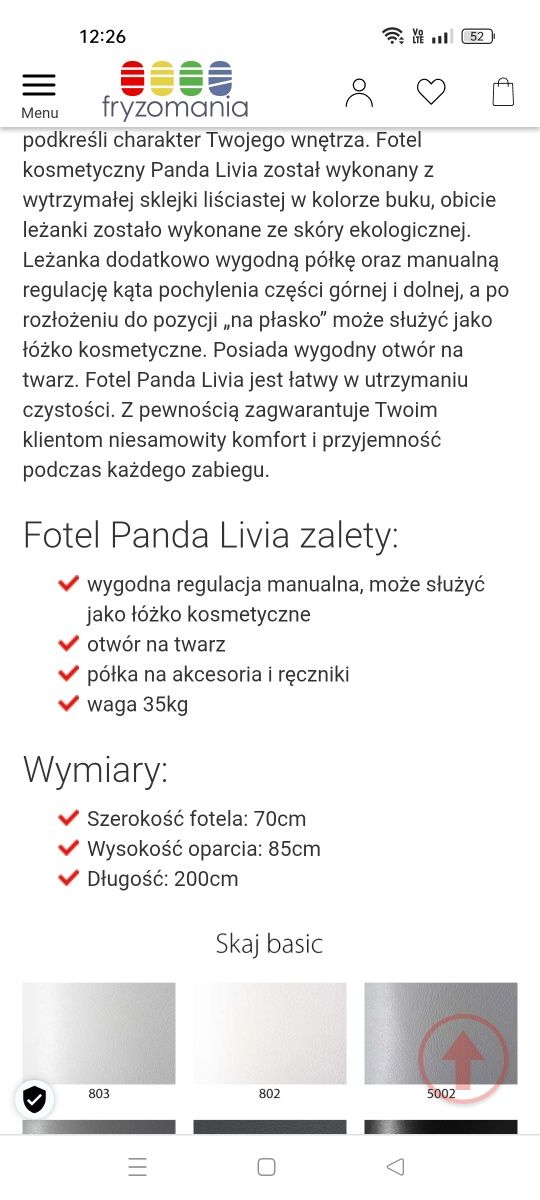 Panda Livia leżak spa