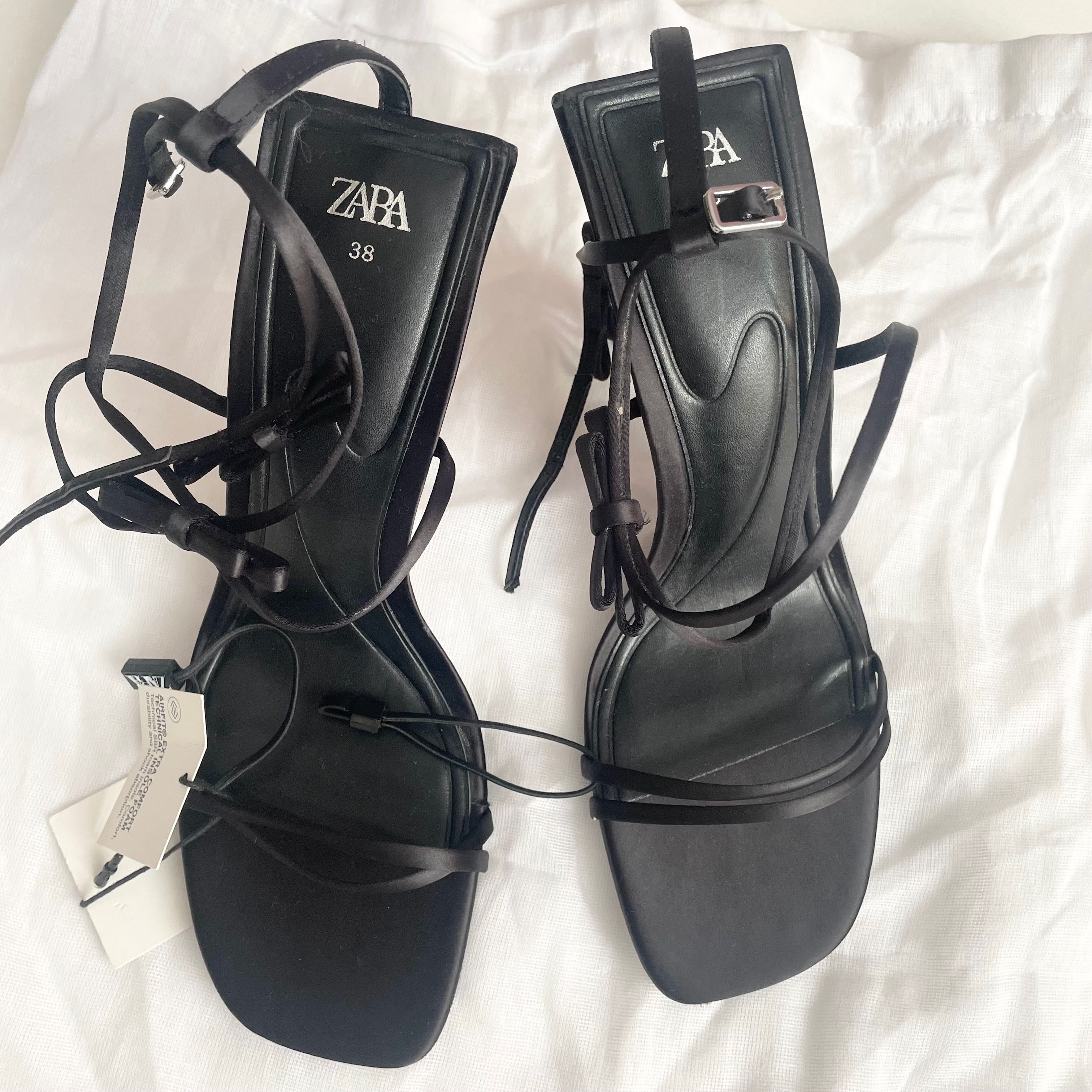 Nowe sandały Zara czarne kokardki 38