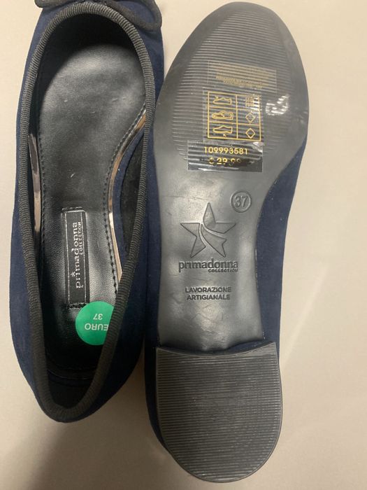 Primadonna lavorazione czółenka baleriny granat zamsz 37