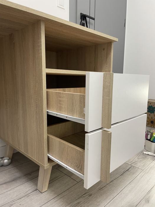 Szafa + biurko w stylu skandynawskim biel/dąb sonoma