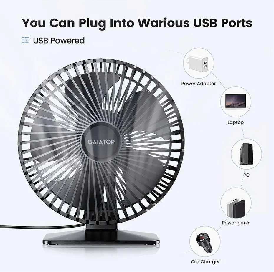 Потужний USB-вентилятор Gaiatop TF61