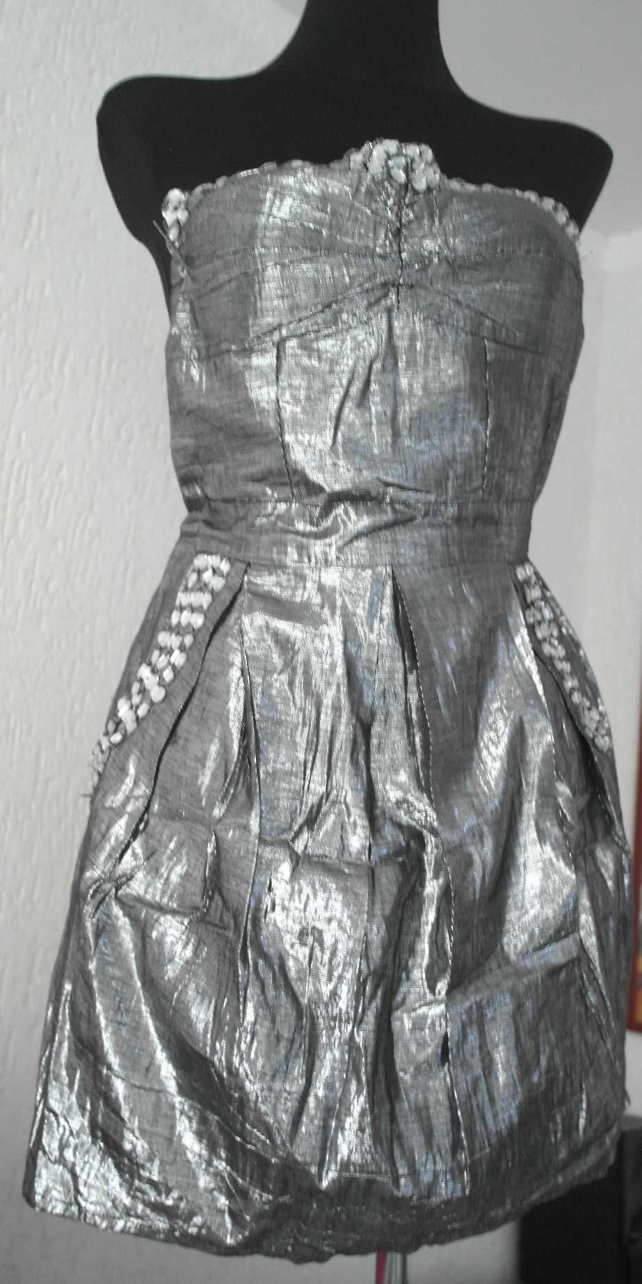 Piękna srebrna sukienka 34 36
