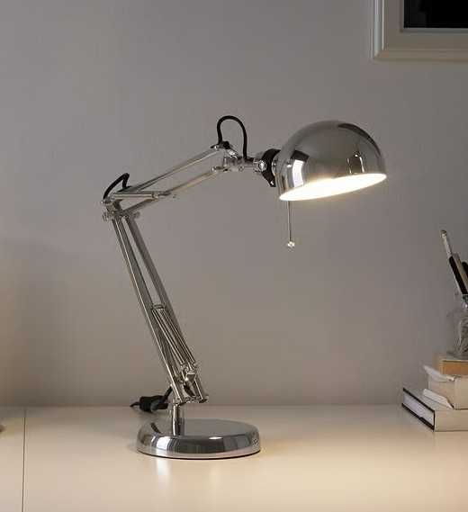 Ikea FORSÅ Lampa lampka biurkowa niklowana