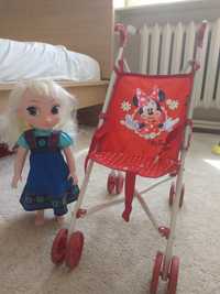 Lalka Elsa z "Kraina lodu" i składany wózek z myszką Mini.