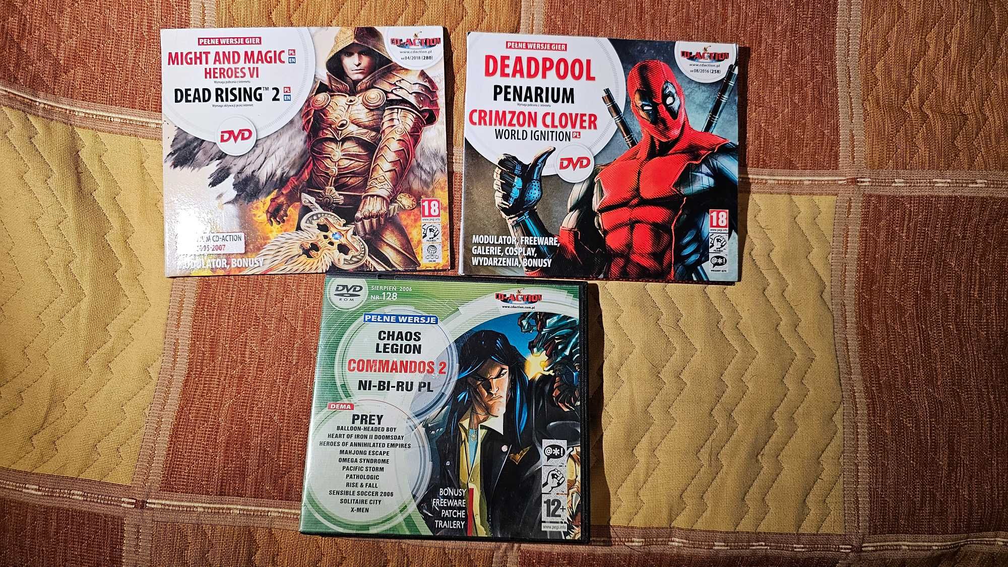3x DVD ROM CD Action Deadpool Might and Magic Heroes VI Commandos 2