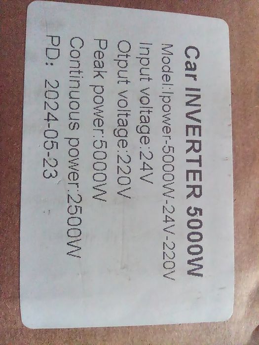 Inversor 24v  Novo 5000w / 2500w contínuos onda pura