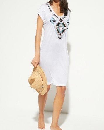 B.P.C sukienka tunika plażowa biała z nadrukiem ^44/46