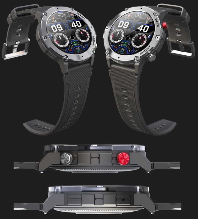 Wojskowy Zegarek Męski Smartwatch Pulsometr Rozmowy PL METALOWY