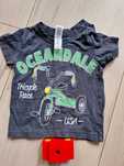T-shirt w prążki, z 2 guziczkami- dla fana rowerów- Baby Club- 74
