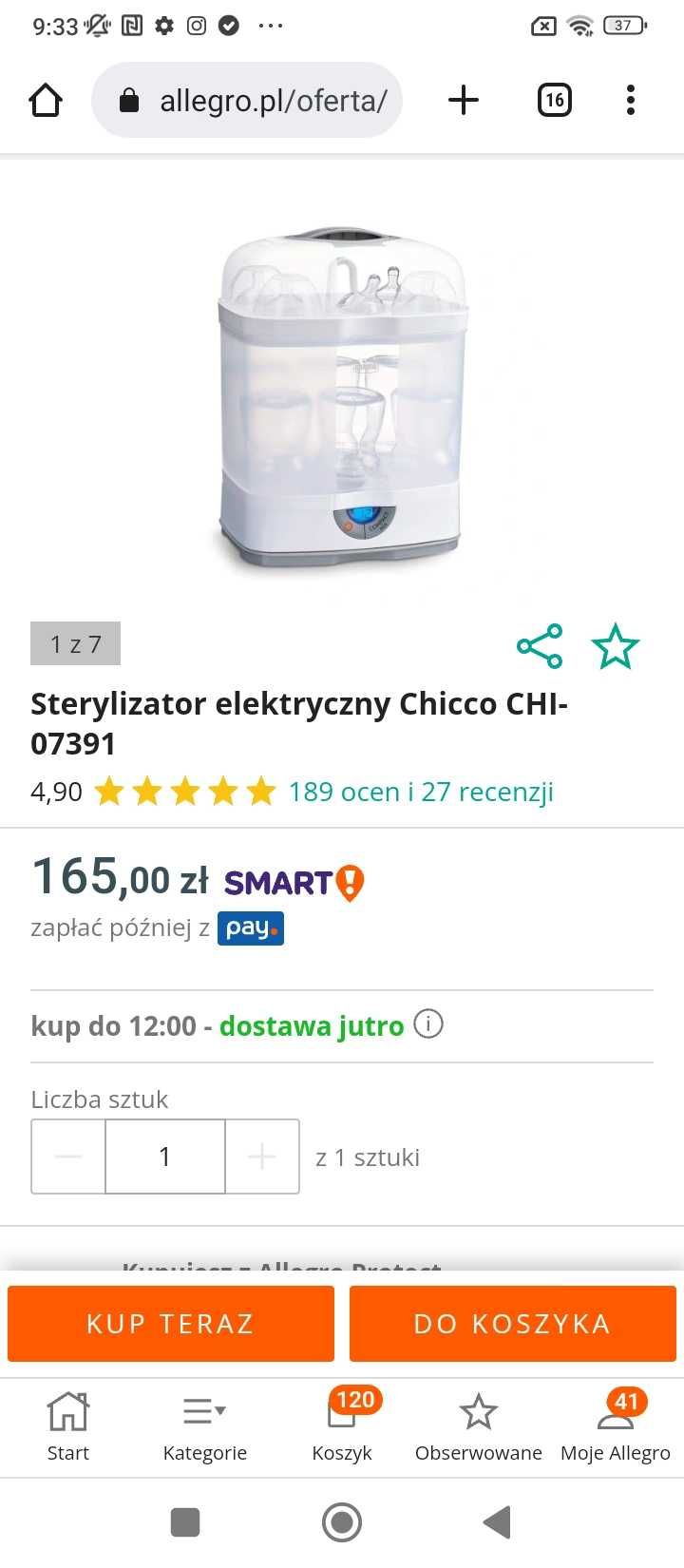 Sterylizator chicco 3 w1