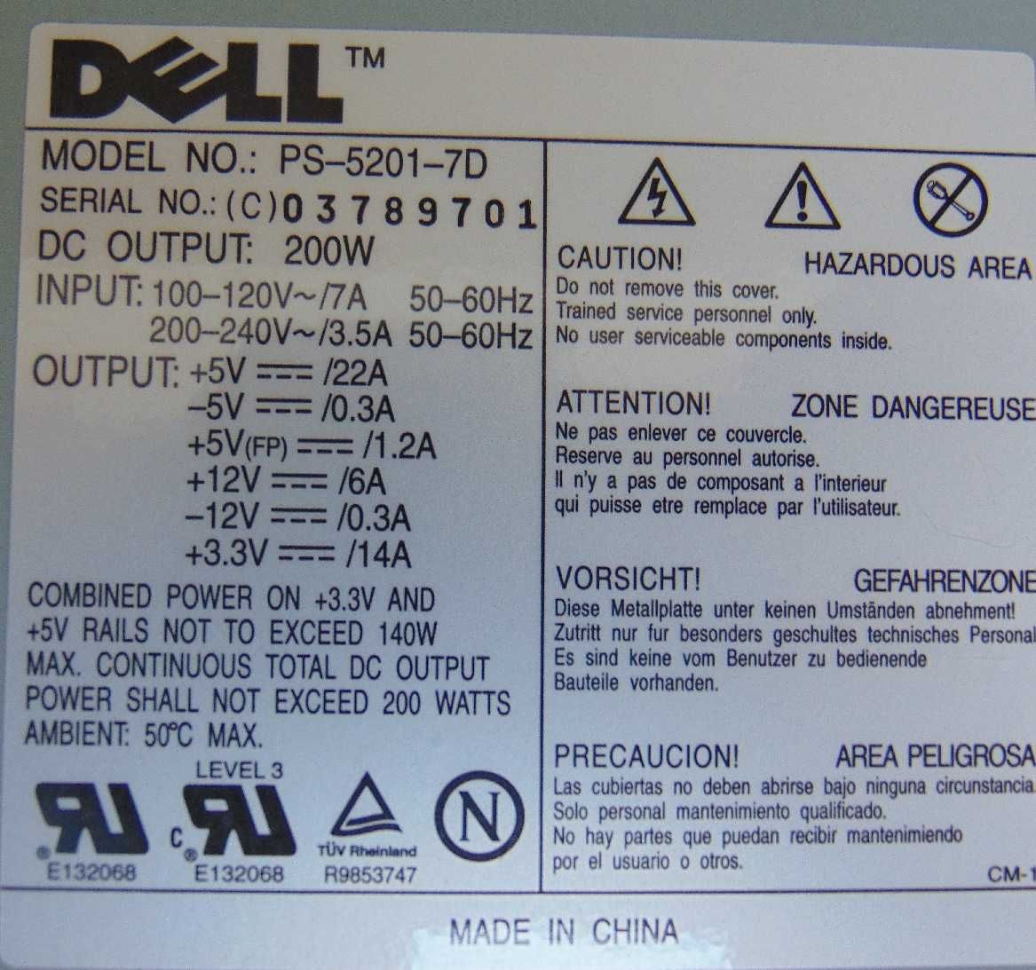 Zasilacz Dell PS-5201-7D ATX do Optiplex