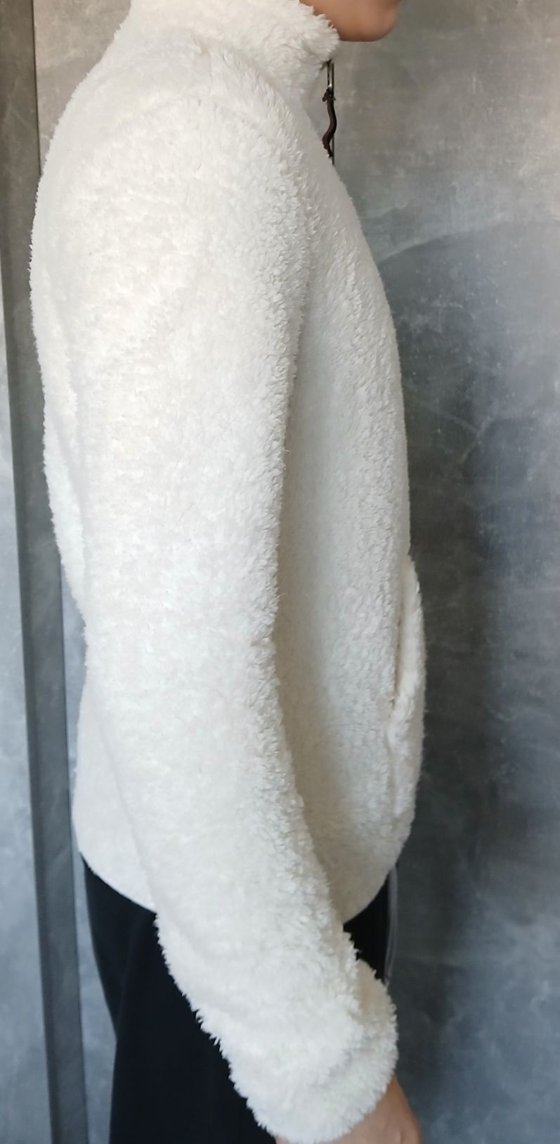 H&M Bluza polar baranek biała damska
