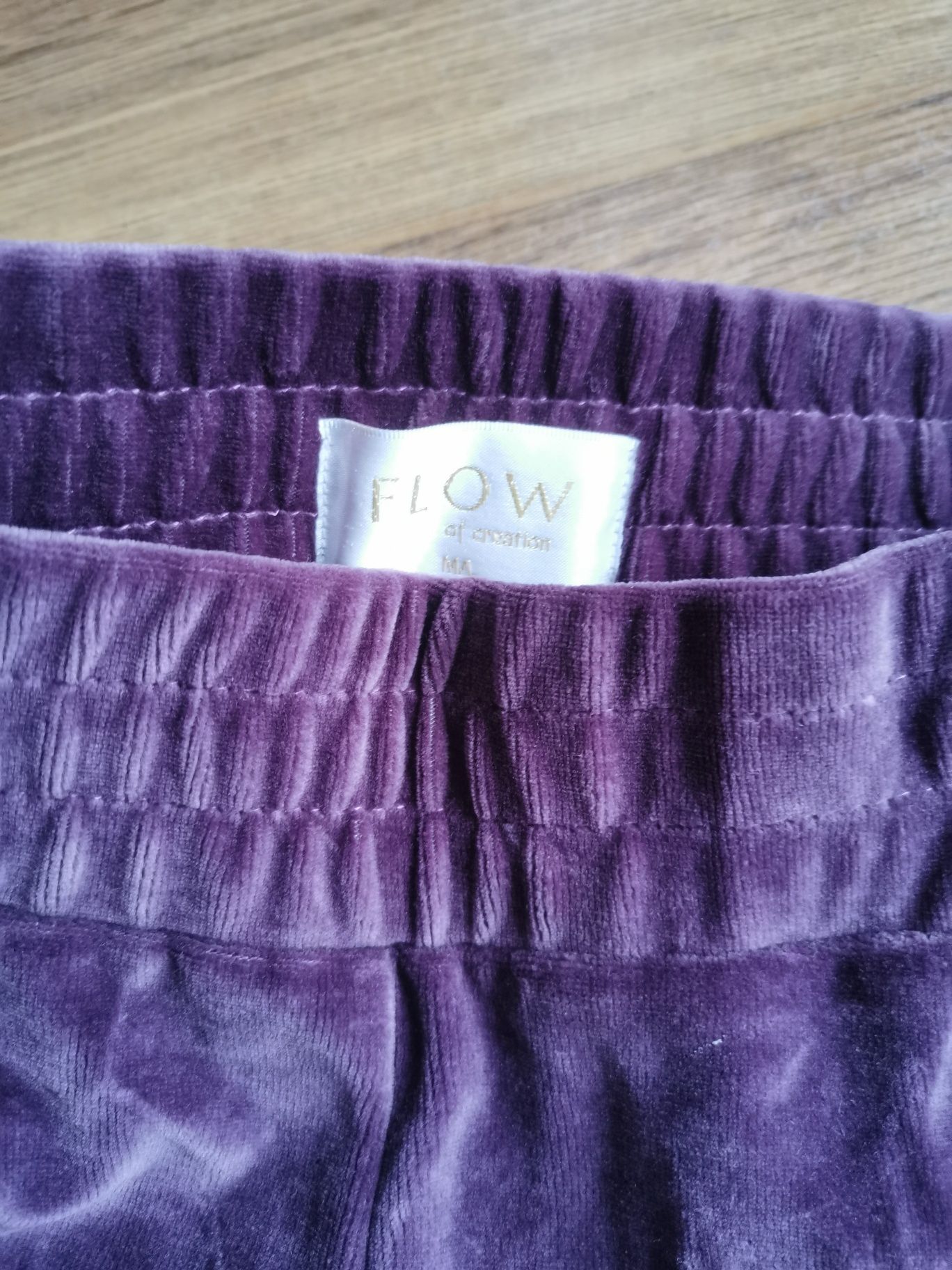 Fioletowe spodnie dresowe, welurowe, ciepłe, plusz Flow