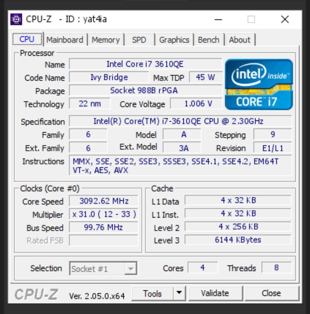 Процессор i7 3610qe