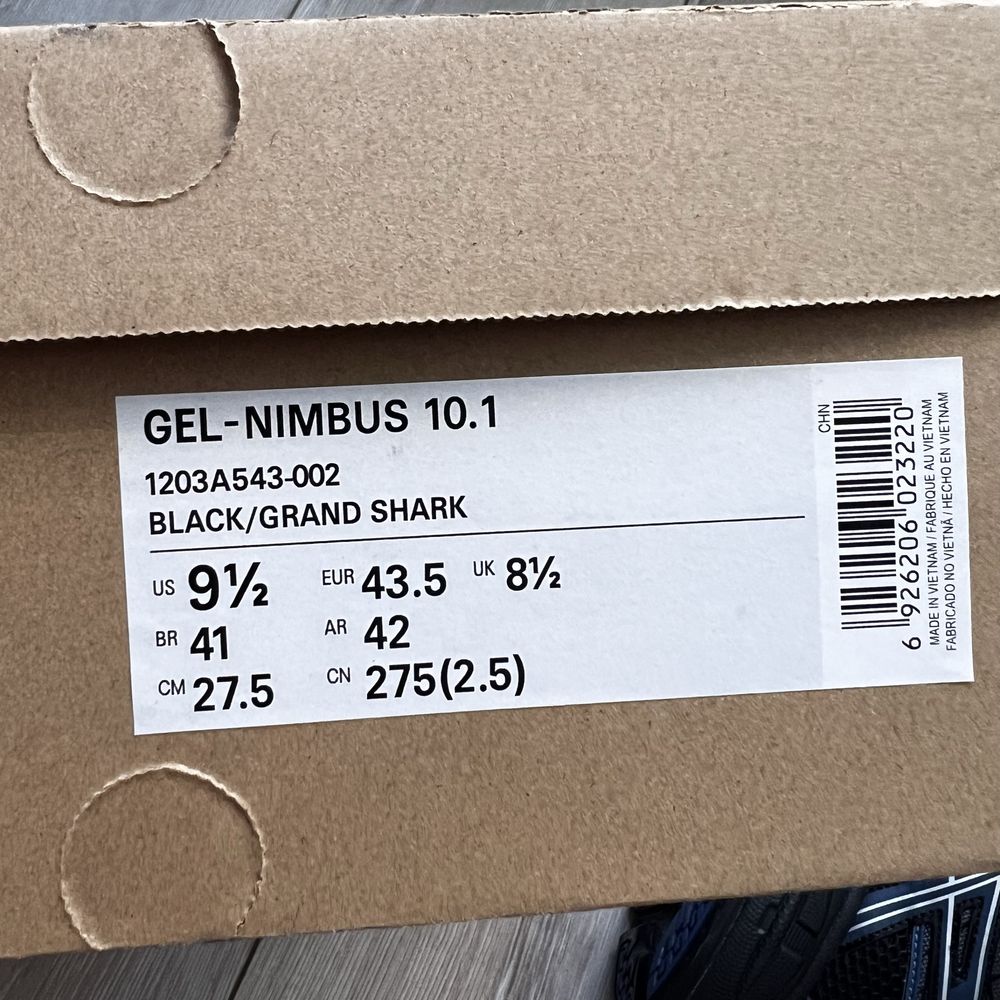 Оригинал Asics Gel Nimbus 10.1 Black Grand Shark новые 43.5