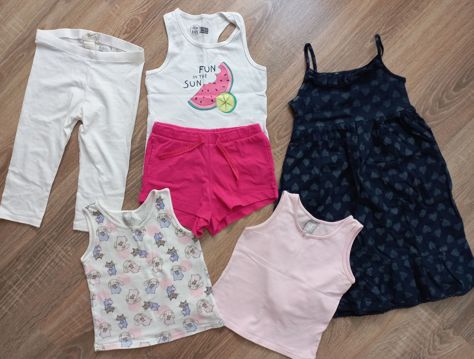 Paczka dla dziewczynki h&m smyk na lato legginsy sukienka 110 116