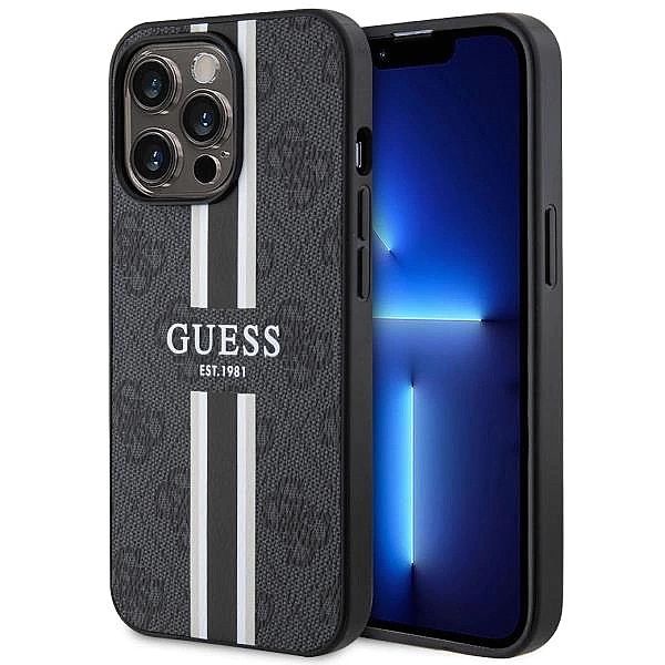 Etui Guess 4G Printed Stripes MagSafe na iPhone 13 Pro Max - czarne
