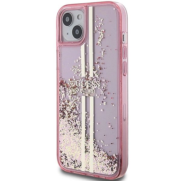 Etui Guess Liquid Glitter Gold Stripes na iPhone 15 Plus / 14 Plus - r