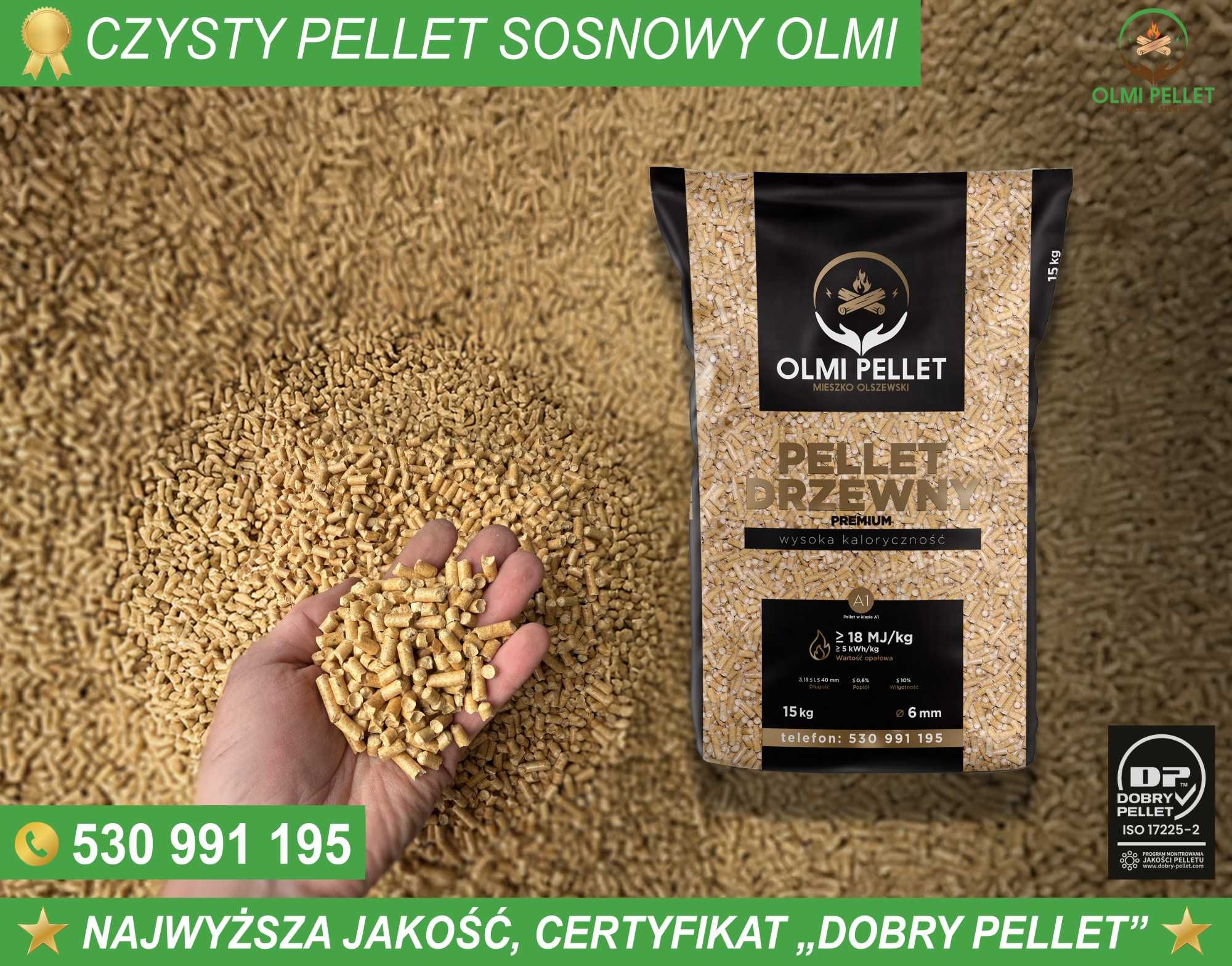 Pellet PRODUCENT "OLMI" - Certyfikat "Dobry Pellet" - Pelet sosna 6mm