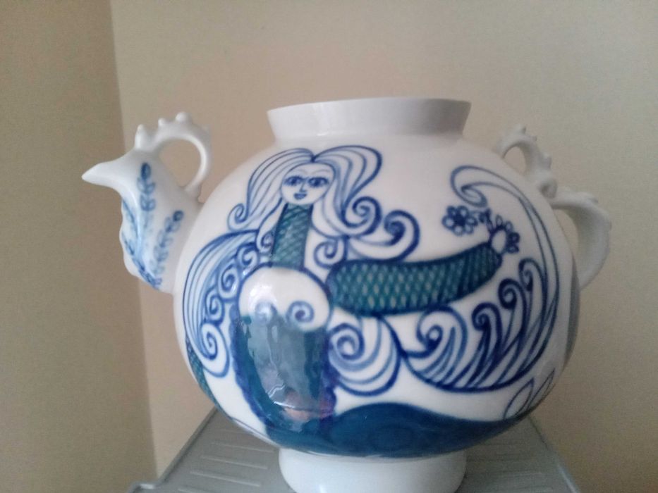 Чайник доливний, фарфор Лісова пісня  Коростень кобальт
