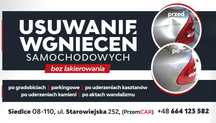 Usuwanie wgnieceń PDR bez lakierowania, gradobicie, kolizje, wandalizm
