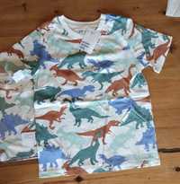 Bliźniaki nowe koszulki t-shirt dinozaury h&m 110/116