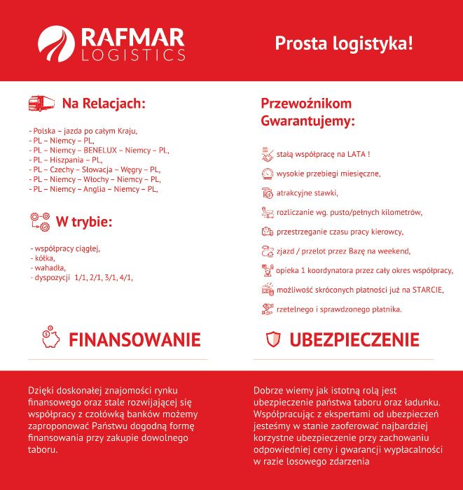 Współpraca dla Firm Transportowych, Przewoźników - CHŁODNIA, PLANDEKA