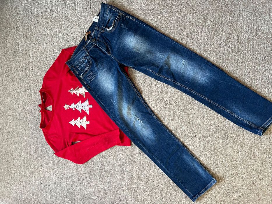 Джинси та новорічна кофта в ідеальному стані розмір л-хл