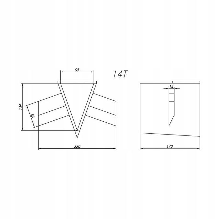 KLIN KRZYŻOWY klin do rozłupywania NA 4 części do łuparki 14T CORMAK