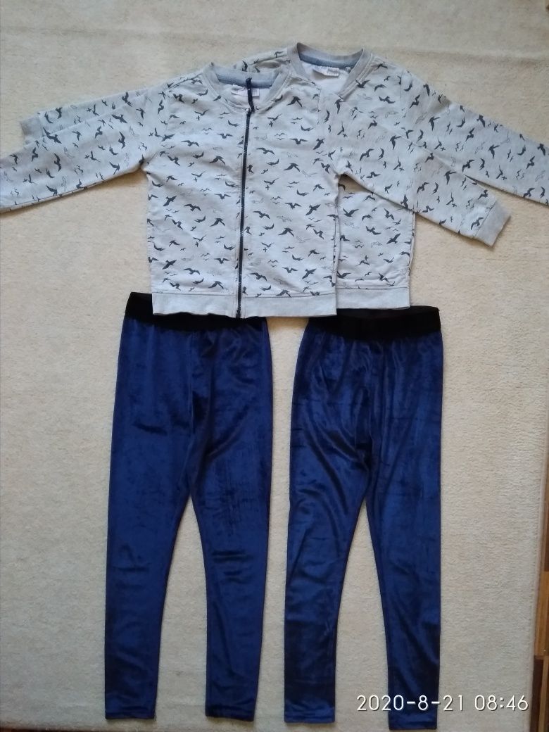 Bluzy Carry r.122+Spodnie Reserved r.140 dla bliźniaczek