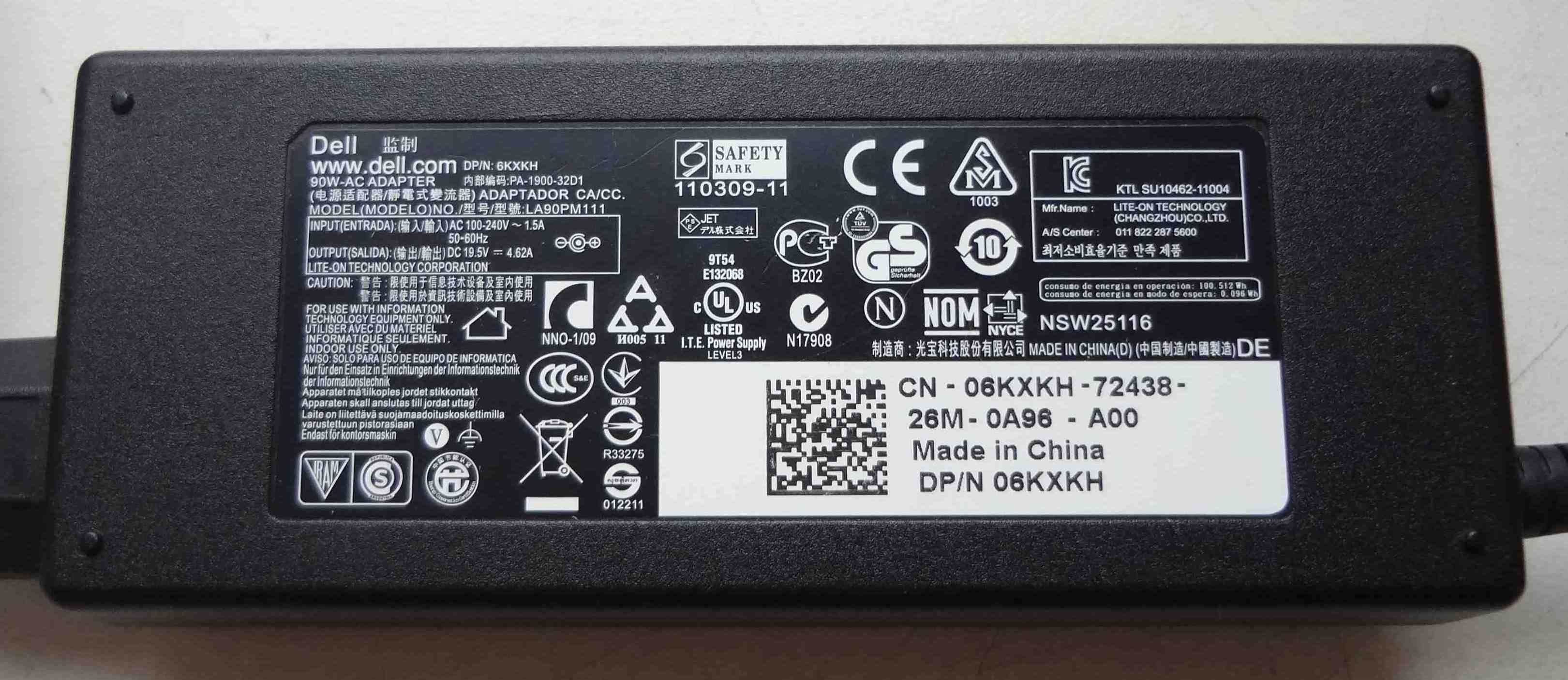 Блок питания Dell 19.5V 4.62A PA-1900-32D1 зарядное устройство